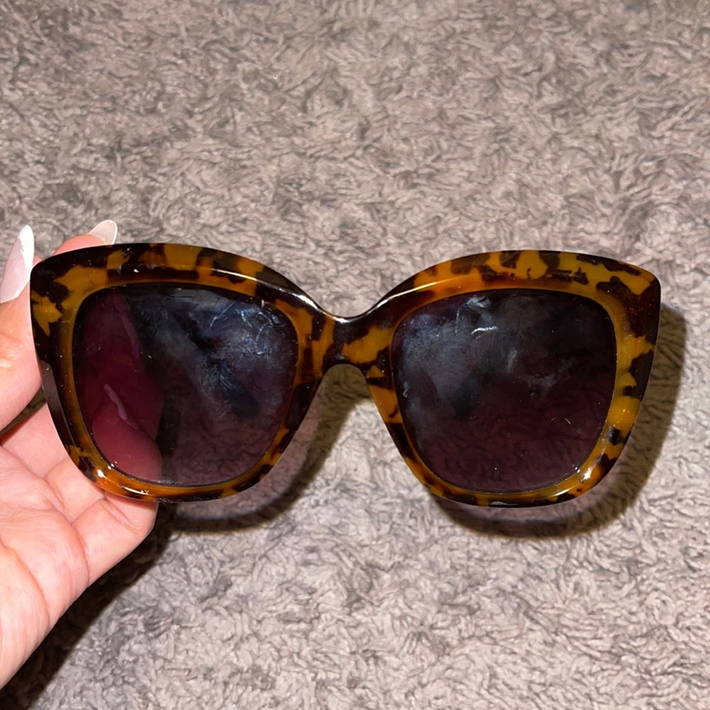 Leopard Print Square Sunglass - image 1